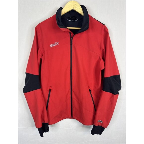 Swix Hydra-Vent Men’s M Red Black Running Training Softshell Jacket Zip Pockets - Picture 1 of 8